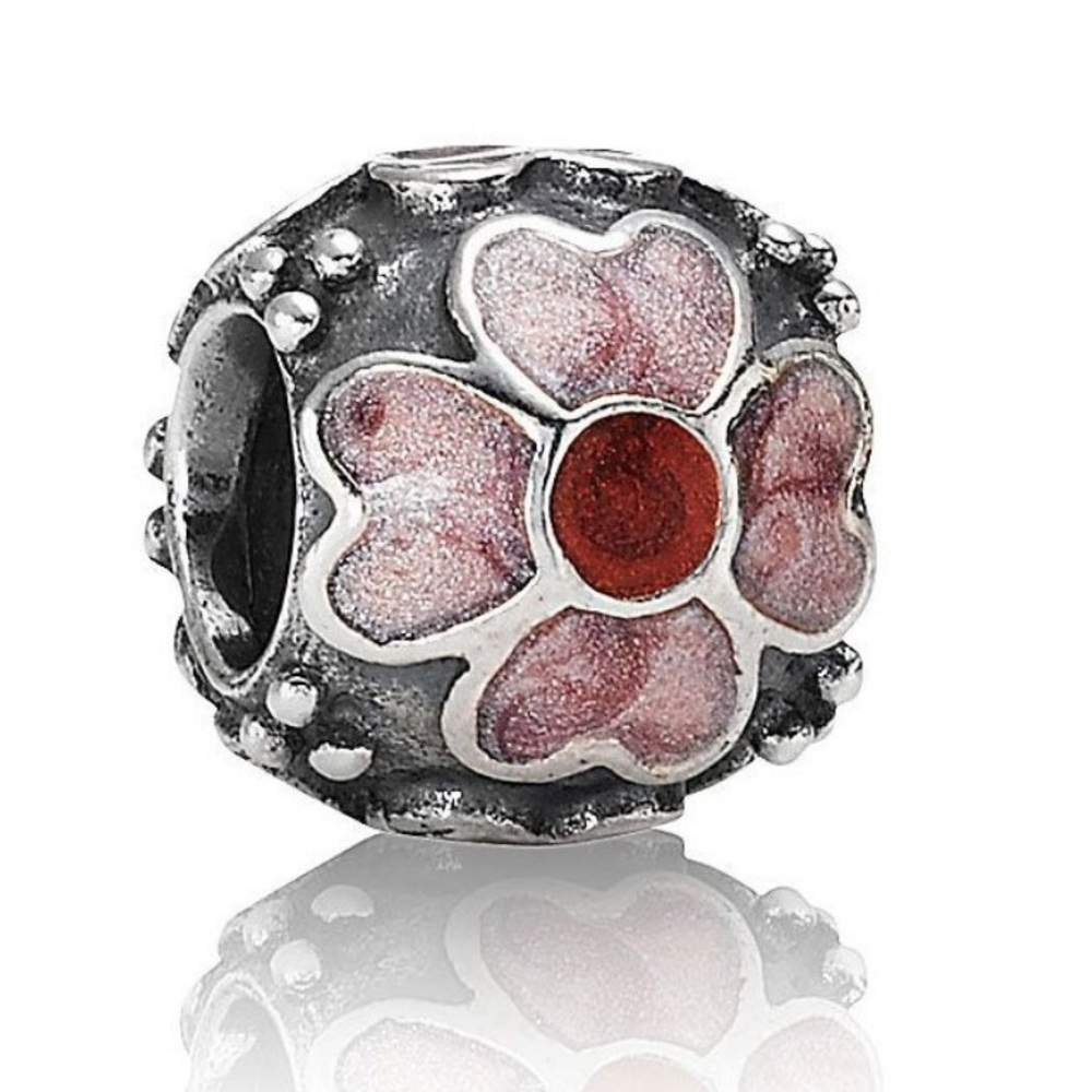 🌸💗 AUTHENTIC PANDORA HEART FLOWER ENAMEL CHARM STERLING SILVER